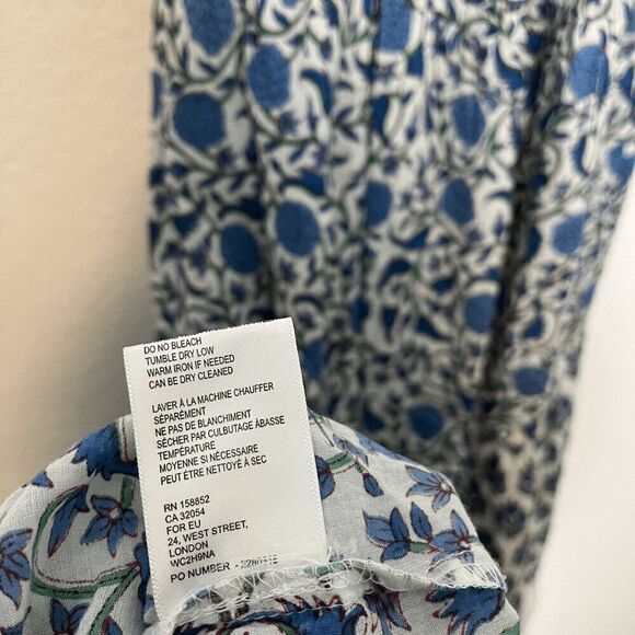 Anthropologie Ro's Garden Sofia Blue Floral Sleeveless Maxi Dress Women's Small - Picture 8 of 9